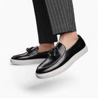 Mocassins À Gland En Cuir À Semelles Blanches Pour Hommes, coloris Noir, vue 2