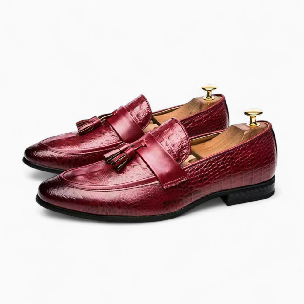 Mocassins À Gland Avec Effet Croco Pour Hommes, coloris Rouge, vue 2