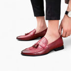 Mocassins À Gland Avec Effet Croco Pour Hommes, coloris Rouge, vue 3