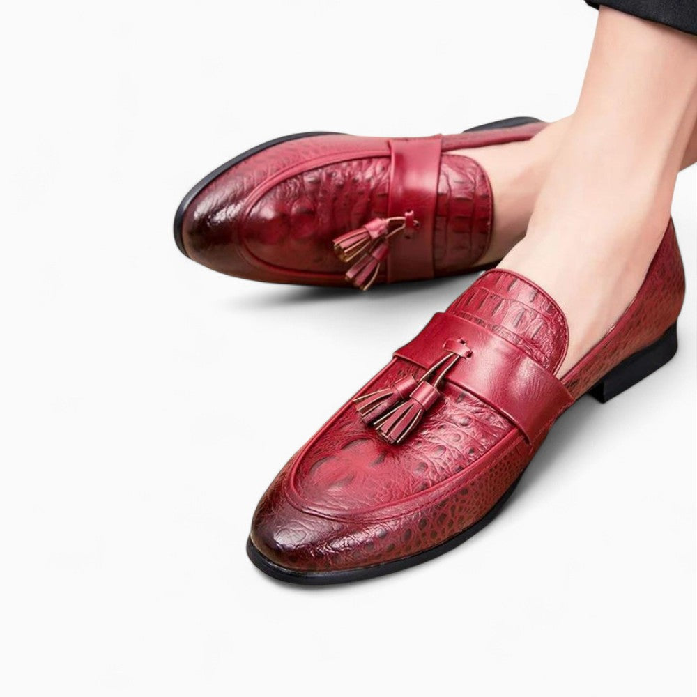 Mocassins À Gland Avec Effet Croco Pour Hommes, coloris Rouge, vue 4