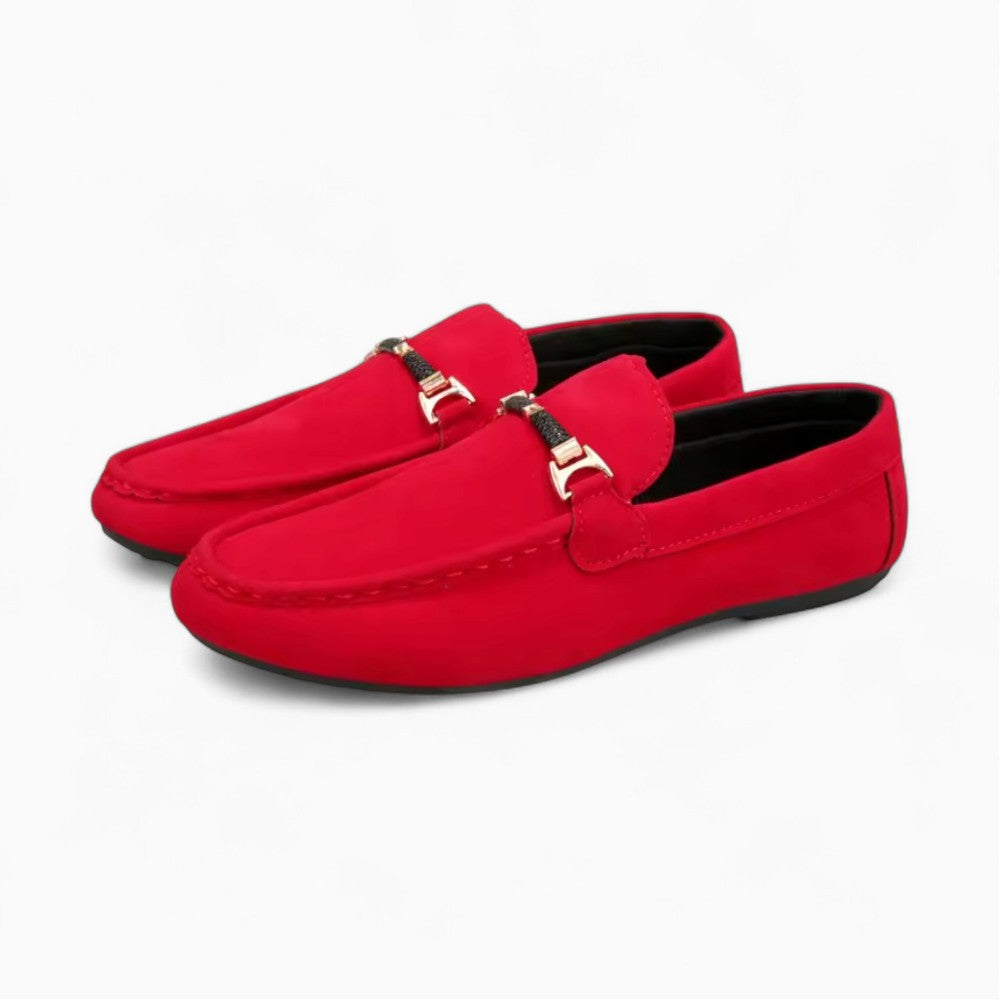 Mocassins À Boucle En Daim Pour Hommes, coloris Rouge, vue 2