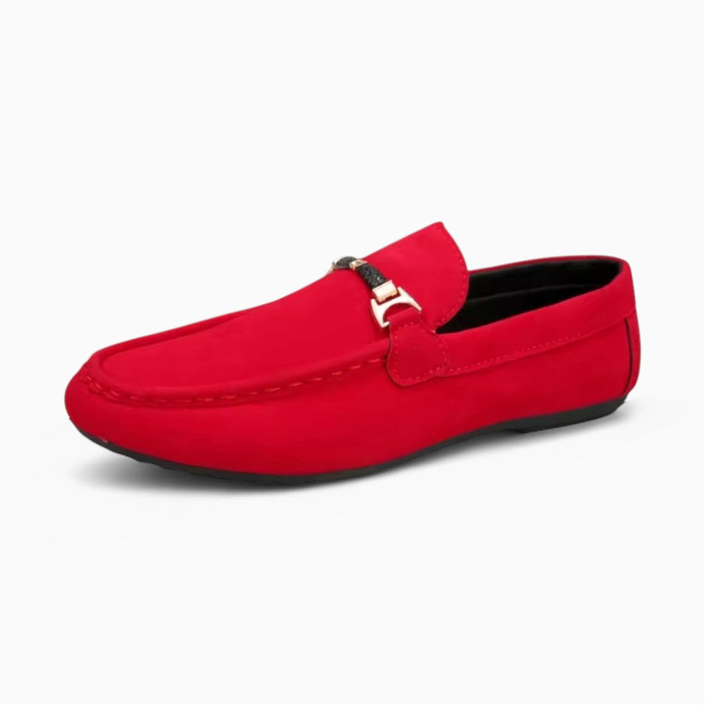 Mocassins À Boucle En Daim Pour Hommes, coloris Rouge, vue principale
