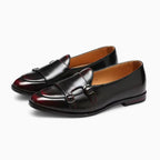 Mocassins Noirs Vernis À Bordures Rouges Pour Hommes, vue principale