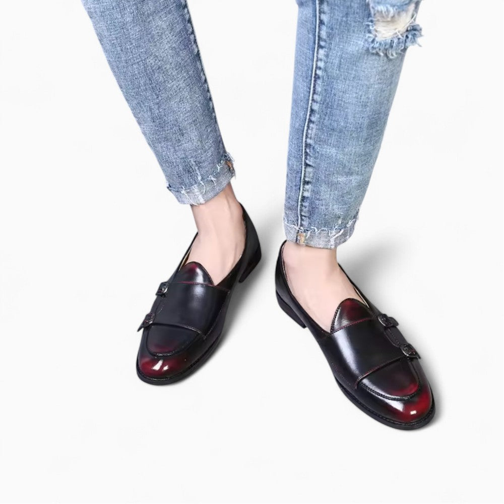 Mocassins Noirs Vernis À Bordures Rouges Pour Hommes, vue 3