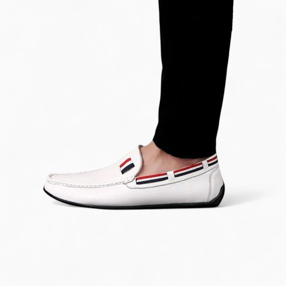 Mocassins Blancs Décontractés Effet Cuir Pour Hommes, vue 3