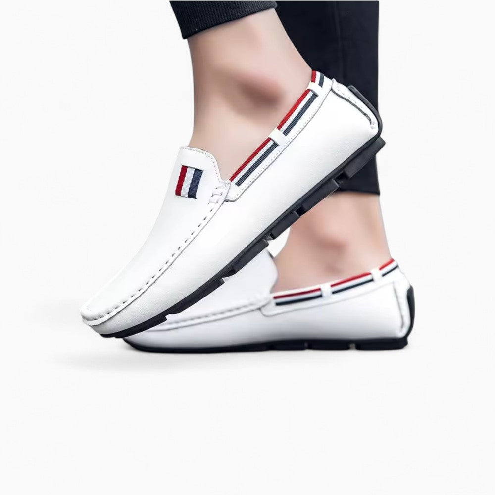 Mocassins Blancs Décontractés Effet Cuir Pour Hommes, vue 4