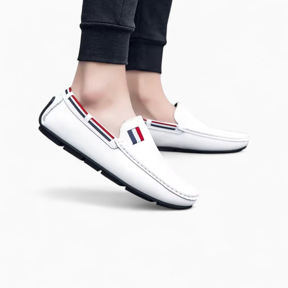 Mocassins Blancs Décontractés Effet Cuir Pour Hommes, vue 5