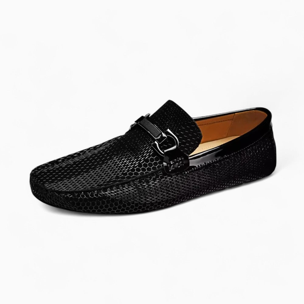Mocassins Brillants En Cuir Pour Homme, coloris Noir, vue principale