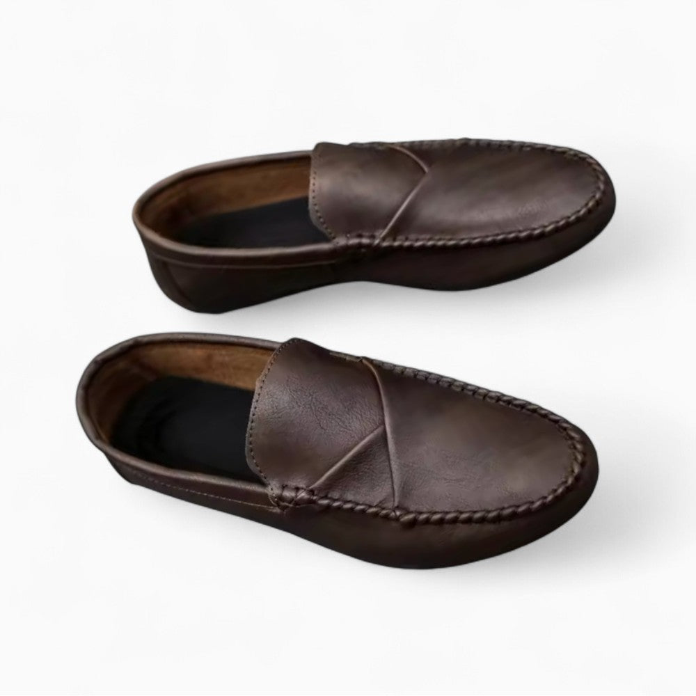 Mocassins Bateau Vintage Effet Cuir Pour Homme, coloris Marron, vue 2