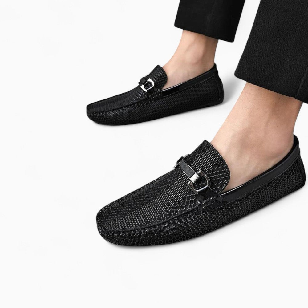 Mocassins Brillants En Cuir Pour Homme, coloris Noir, vue 3