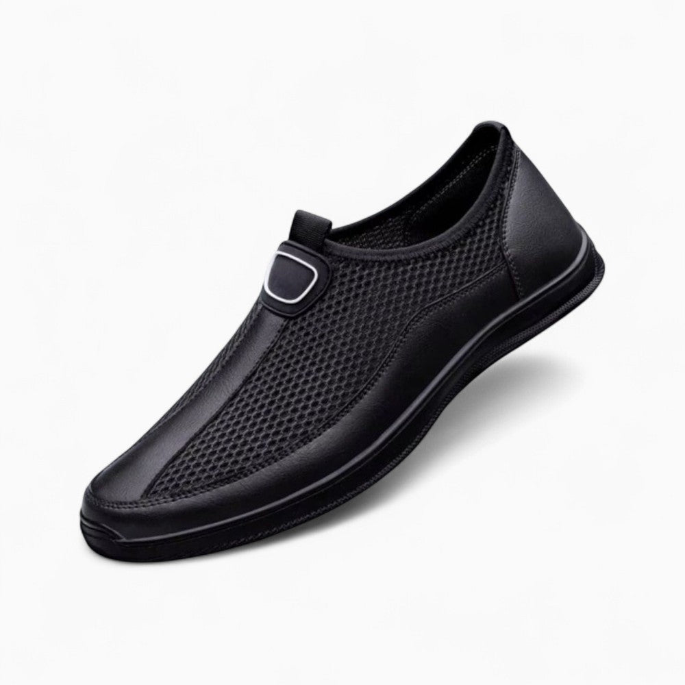 Mocassins En Mesh Avec Motif Surpiqures, coloris Noir, vue principale