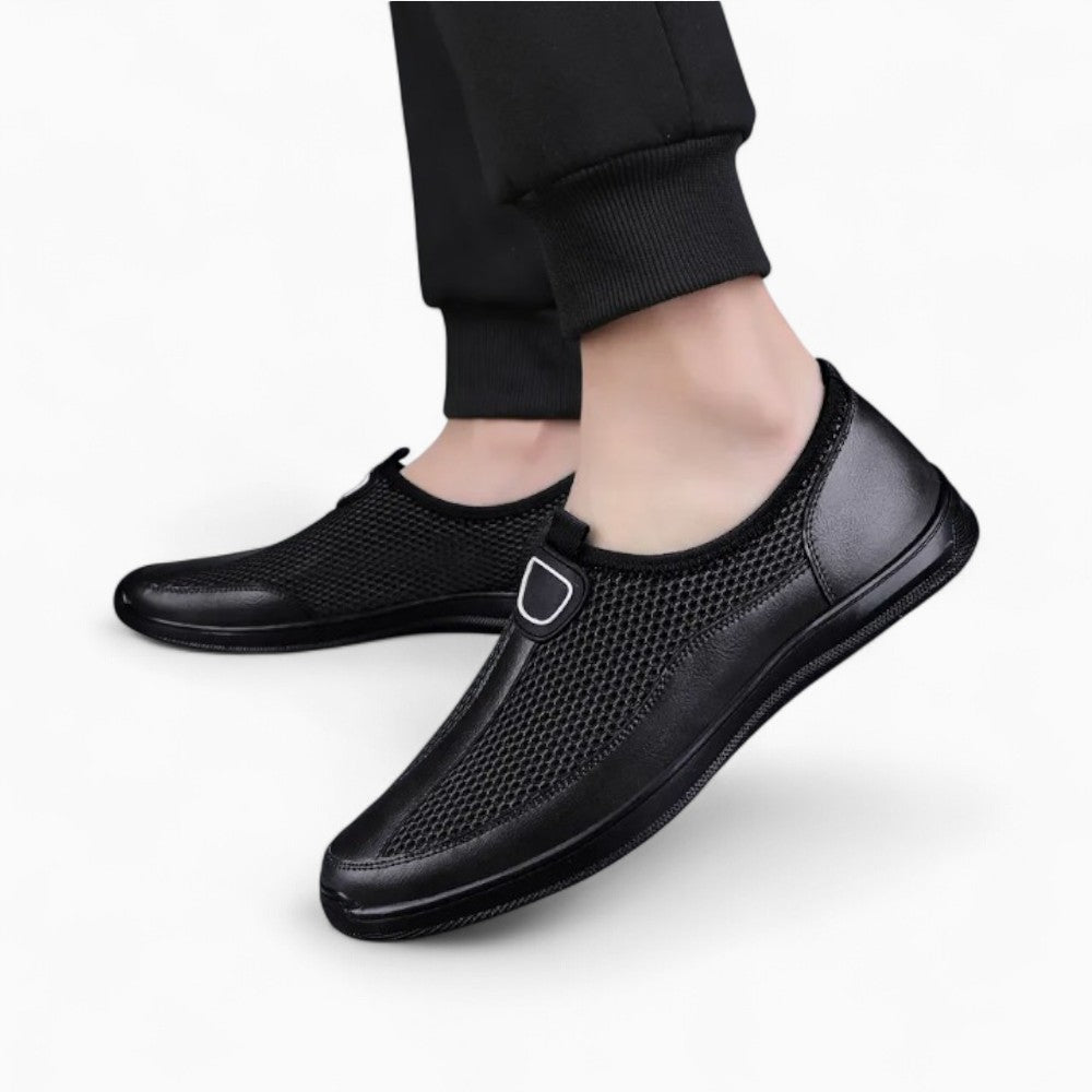 Mocassins En Mesh Avec Motif Surpiqures, coloris Noir, vue 2