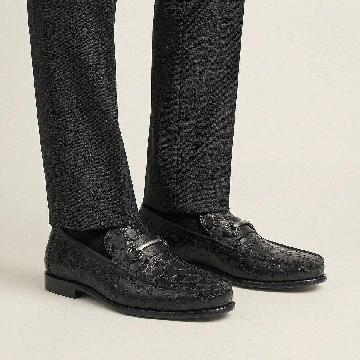Mocassin à Mors en Cuir Embossé Crocodile, vue 6
