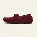 Mocassin à Picots en Daim avec Lacets Décoratifs, coloris Bordeaux