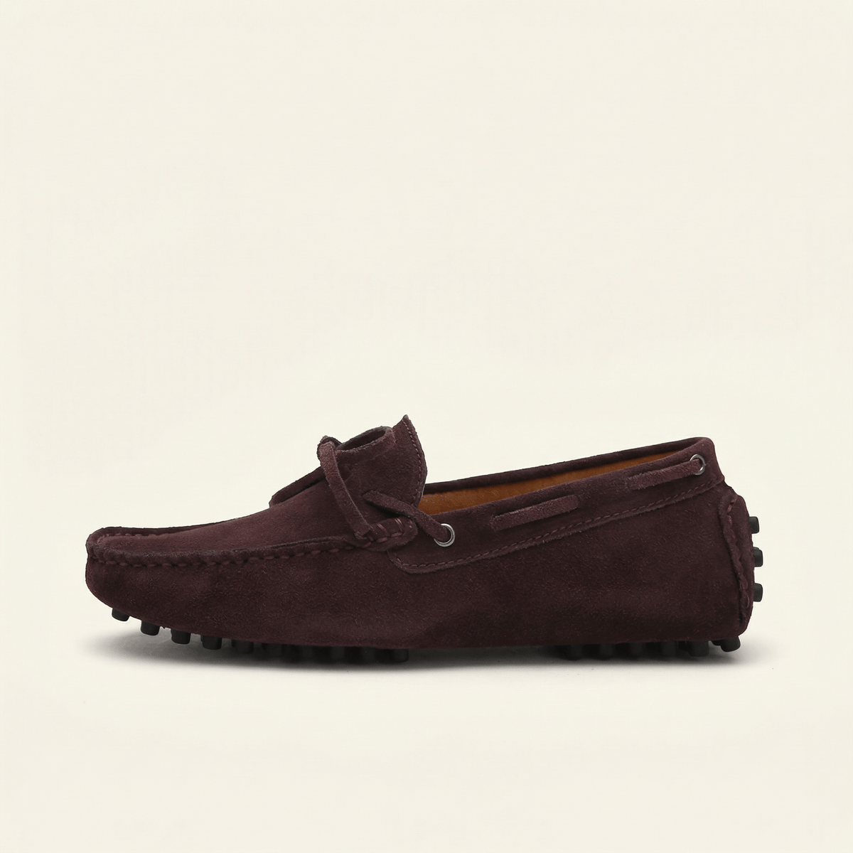 Mocassin à Picots en Daim avec Lacets Décoratifs, coloris Marron