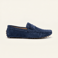 Mocassin à Picots en Daim, coloris Bleu Marine