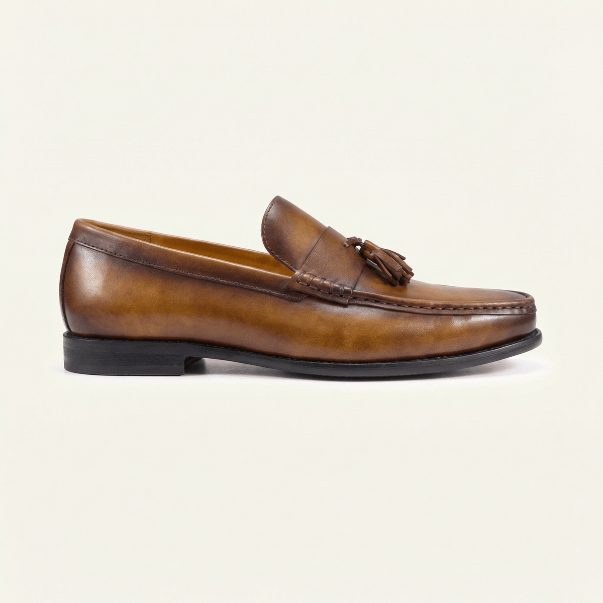 Mocassin Habillé à Glands en Cuir Lisse, coloris Marron