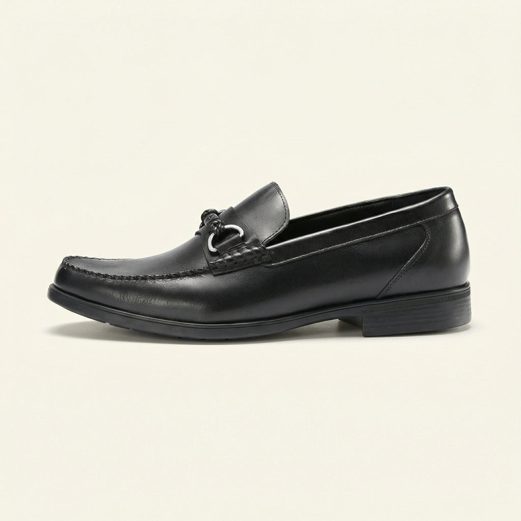 Mocassin Homme à Mors en Cuir Patiné, coloris Noir