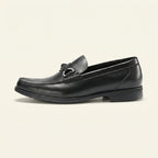 Mocassin Homme à Mors en Cuir Patiné, coloris Noir