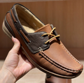 Mocassins homme à couture apparente, coloris Marron