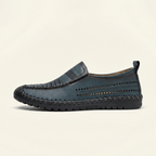 Mocassin Homme de Conduite en Cuir Perforé, coloris Bleu