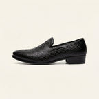 Mocassin homme effet cuir crocodile en PU, coloris Noir
