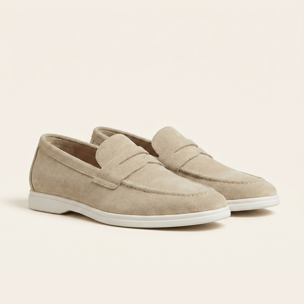 Mocassin Homme Penny Loafer en Daim à Semelle Contrastée, vue 7