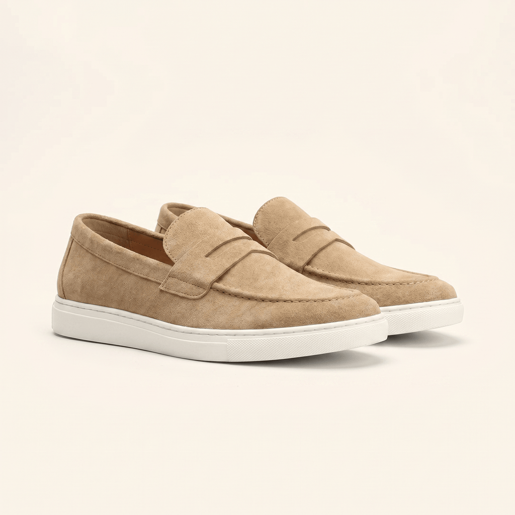 Mocassin Homme Penny Loafer en Daim à Semelle Contrastée, vue 2