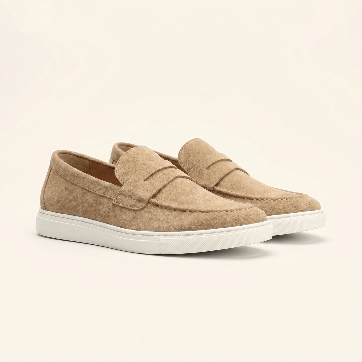 Mocassin Homme Penny Loafer en Daim à Semelle Contrastée, vue 2