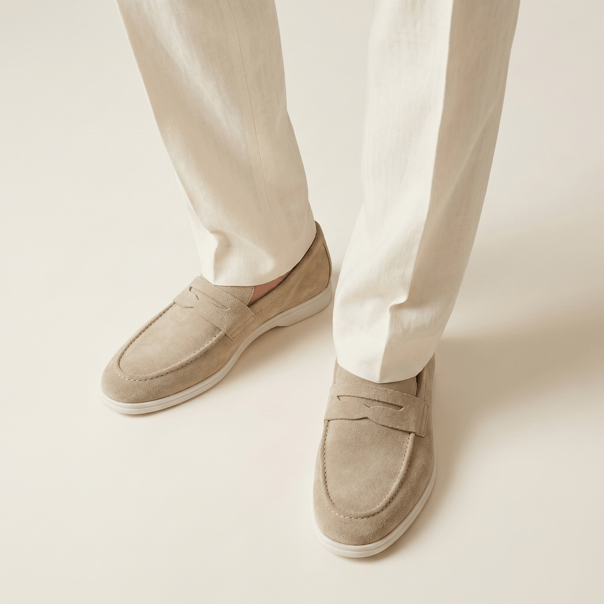 Mocassin Homme Penny Loafer en Daim à Semelle Contrastée, vue 9