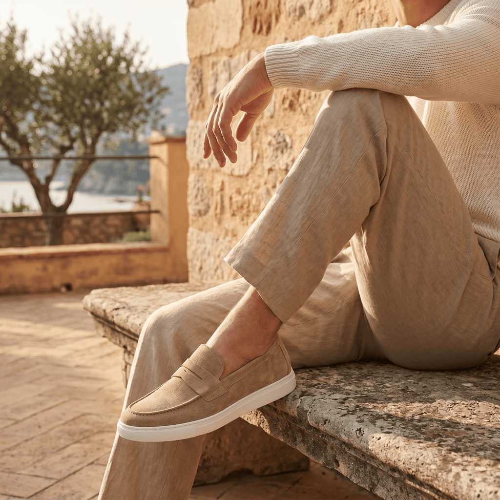 Mocassin Homme Penny Loafer en Daim à Semelle Contrastée, vue 5