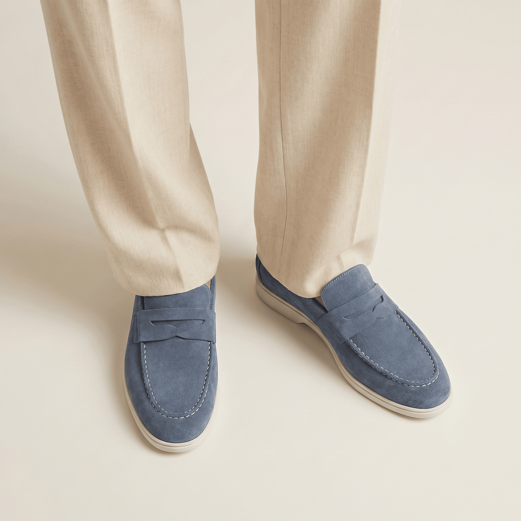 Mocassin Homme Penny Loafer en Daim à Semelle Contrastée, vue 14