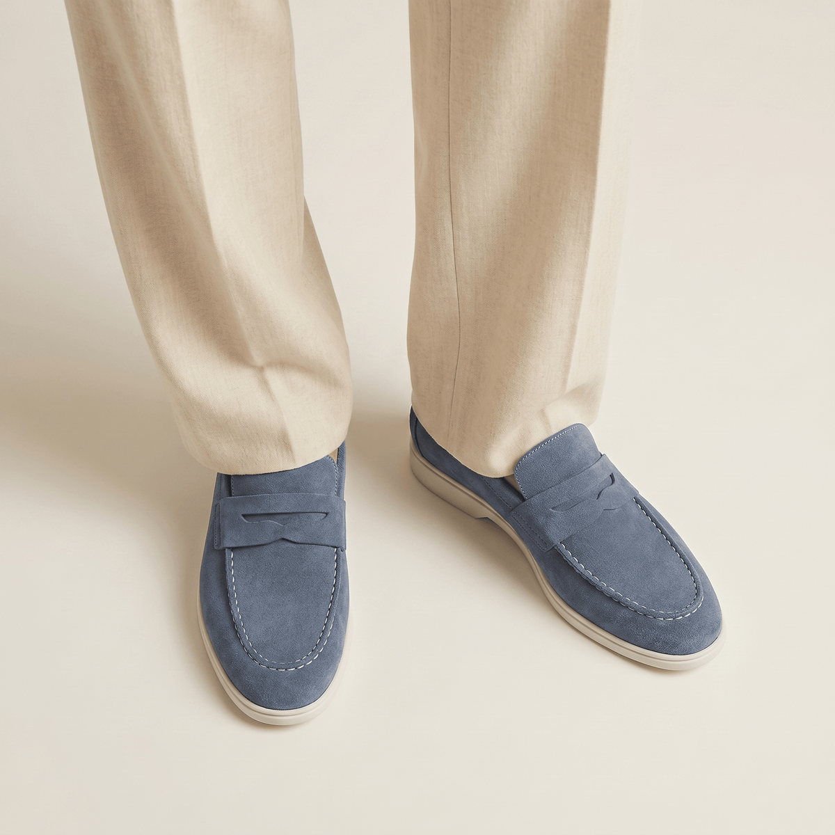 Mocassin Homme Penny Loafer en Daim à Semelle Contrastée, vue 14