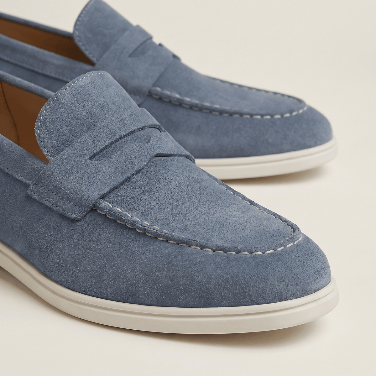 Mocassin Homme Penny Loafer en Daim à Semelle Contrastée, vue 13