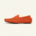 Mocassin Homme en Cuir Suédé à Bande, coloris Orange