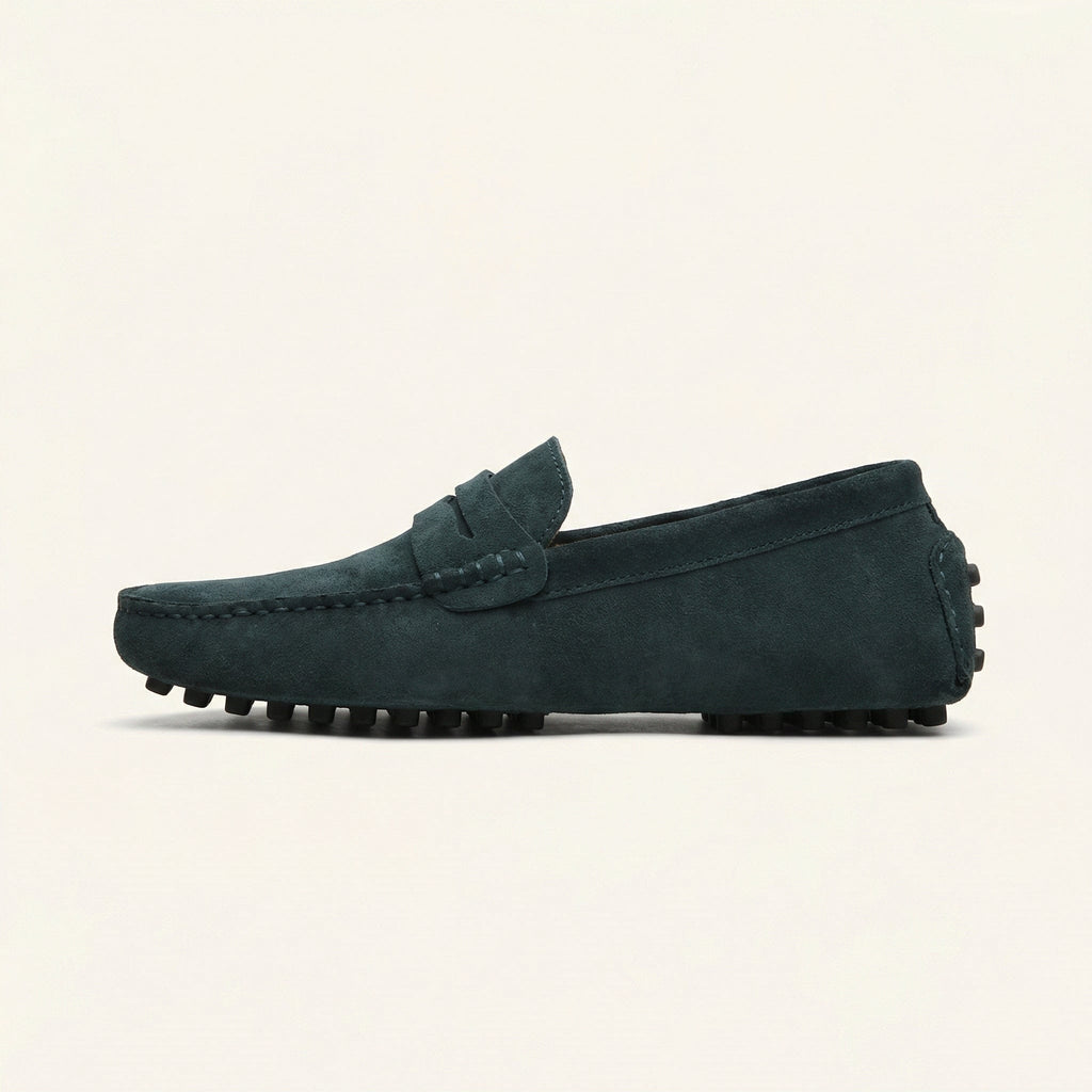 Mocassin Homme en Cuir Suédé à Bande, coloris Ardoise