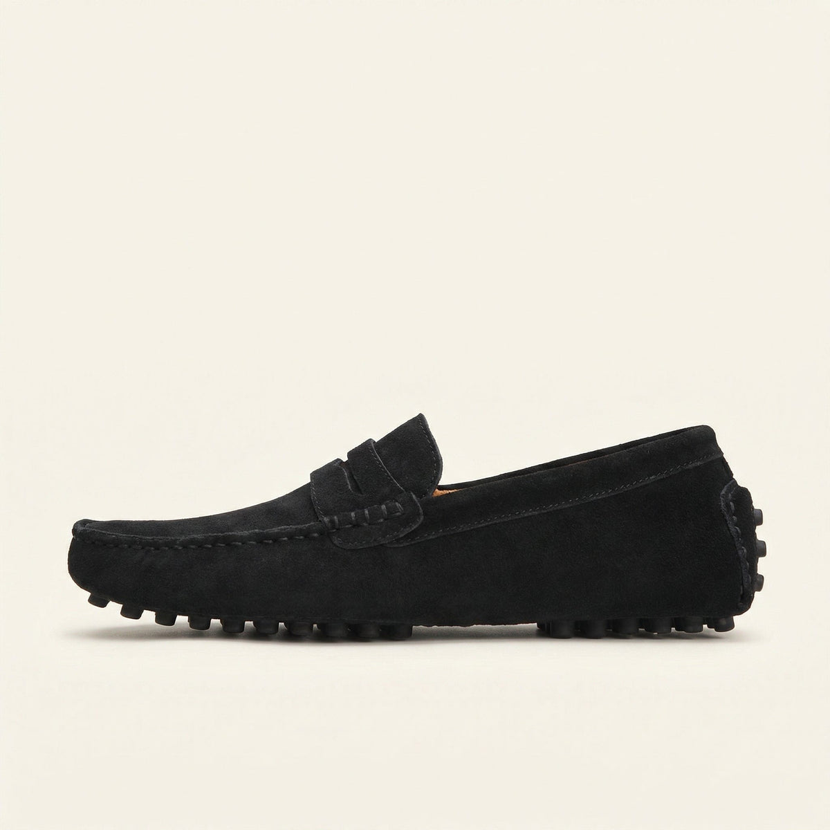 Mocassin Homme en Cuir Suédé à Bande, coloris Noir
