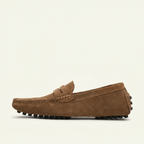 Mocassin Homme en Cuir Suédé à Bande, coloris Marron
