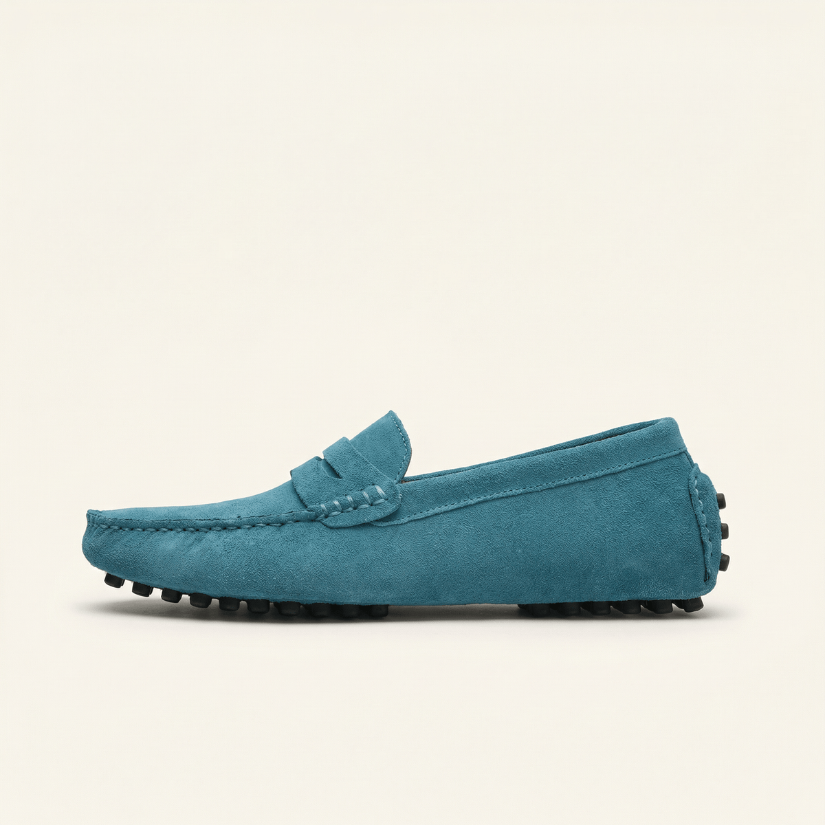 Mocassin Homme en Cuir Suédé à Bande, coloris Ciel
