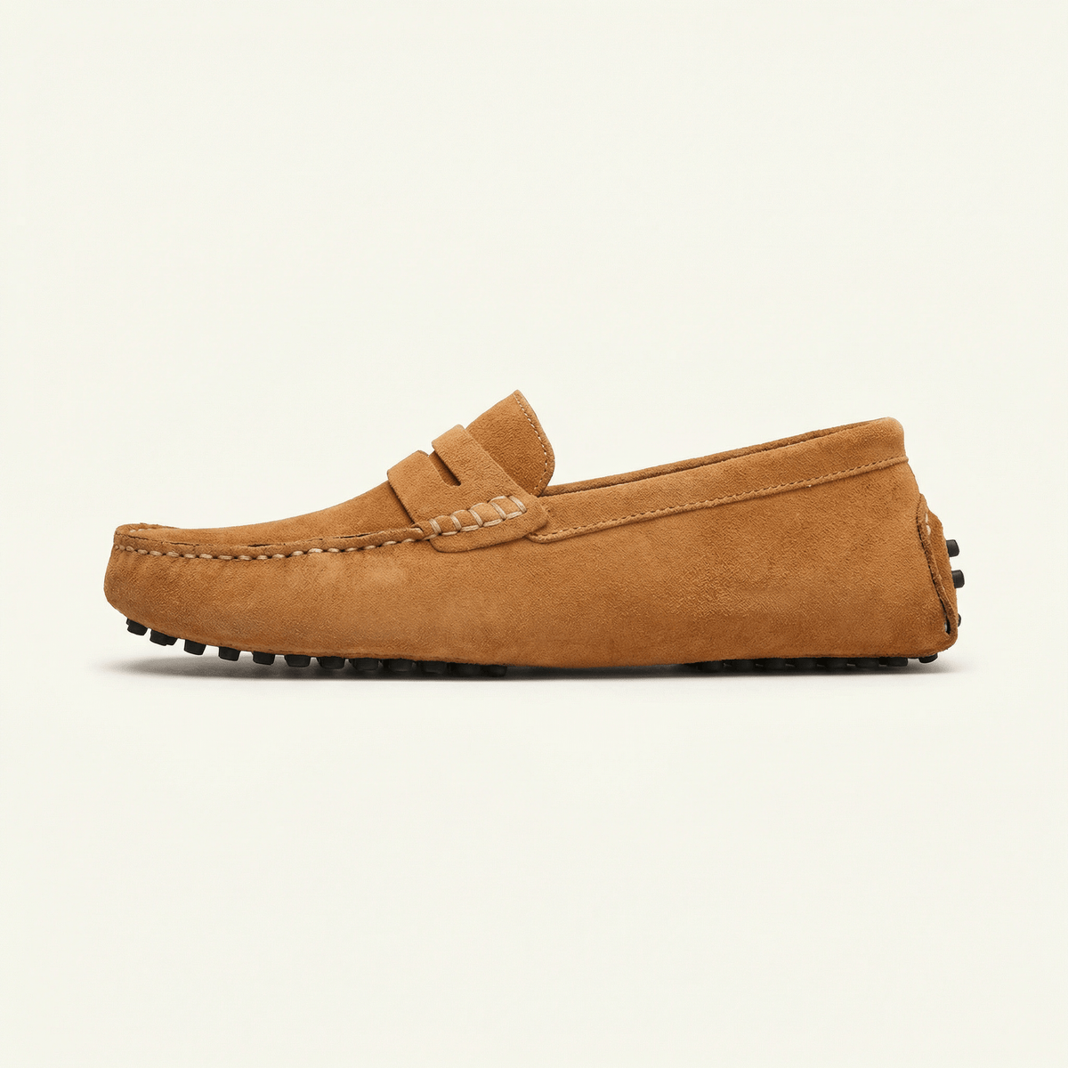 Mocassin Homme en Cuir Suédé à Bande, coloris Camel