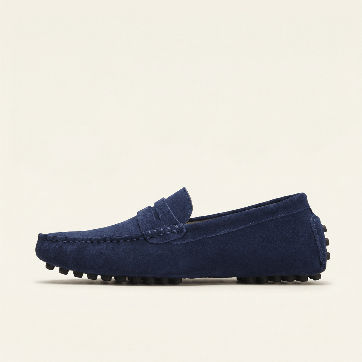 Mocassin Homme en Cuir Suédé à Bande, coloris Bleu Marine