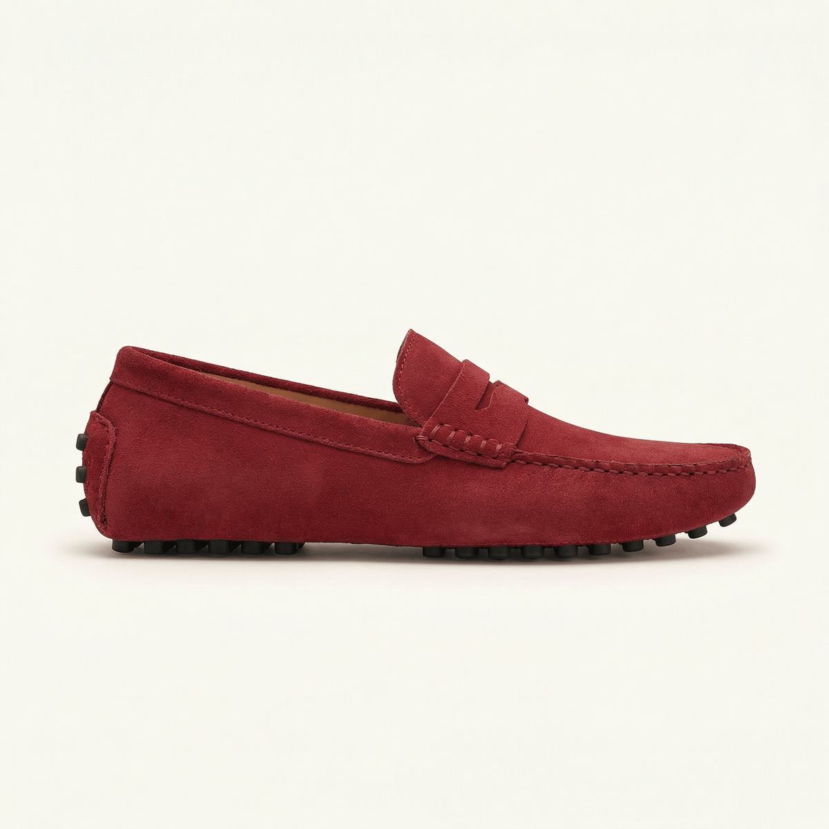 Mocassin Homme en Cuir Suédé à Bande, coloris Bordeaux