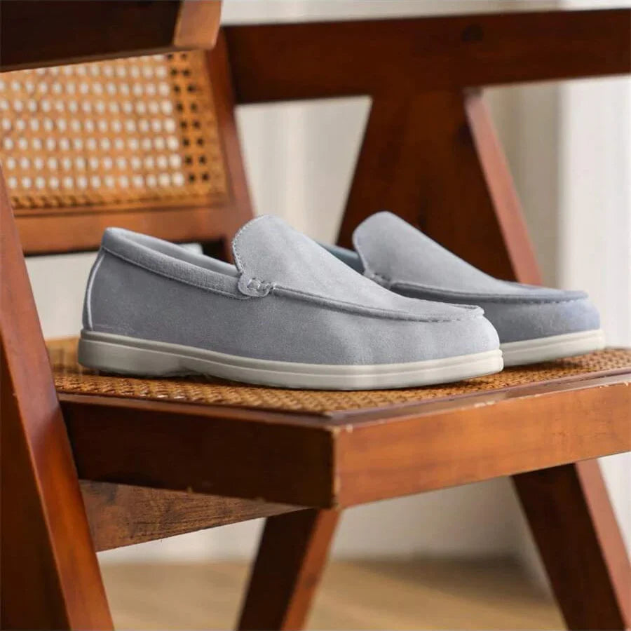 Mocassins homme à bout rond, coloris Bleu clair