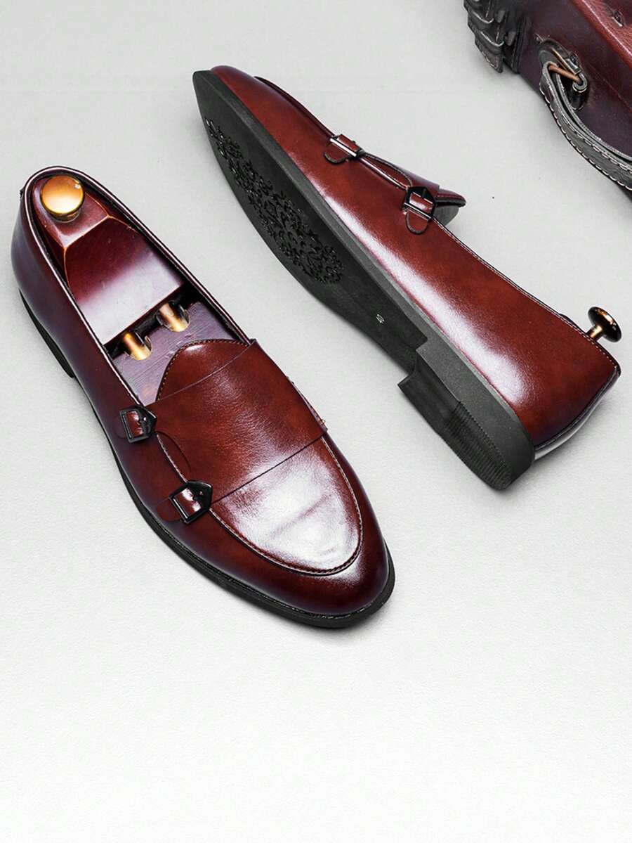 Mocassins homme à brides double boucle, coloris Marron, vue 2