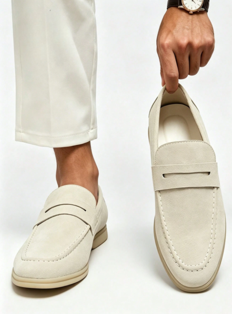Mocassins homme à empeigne unie, coloris Blanc