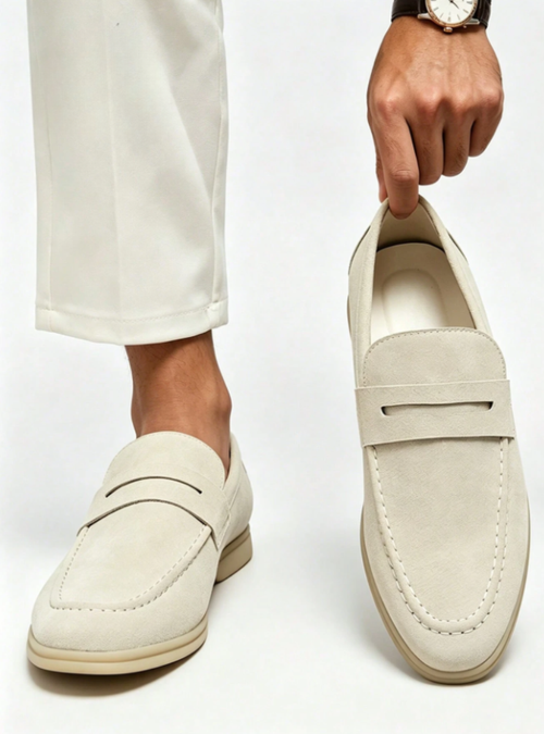 Mocassins homme à empeigne unie, coloris Blanc