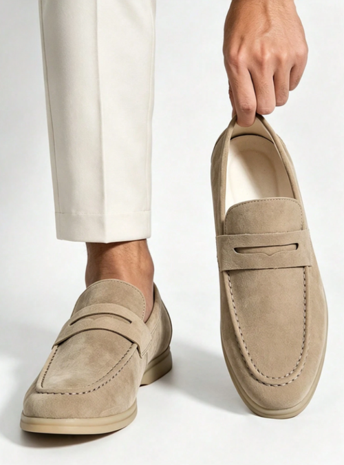 Mocassins homme à empeigne unie, coloris Beige