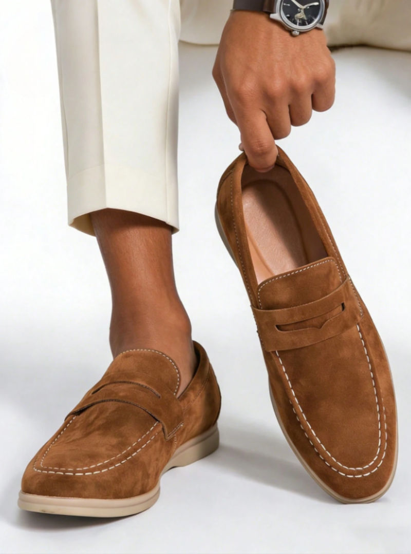 Mocassins homme à empeigne unie, coloris Marron