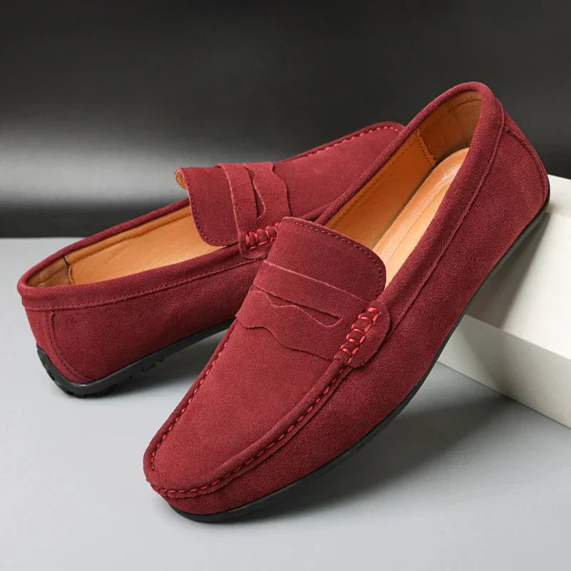 Mocassins homme à enfiler, coloris Rouge