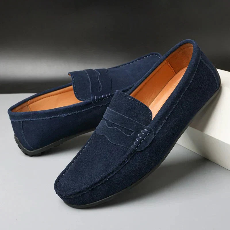 Mocassins homme à enfiler, coloris Bleu marine